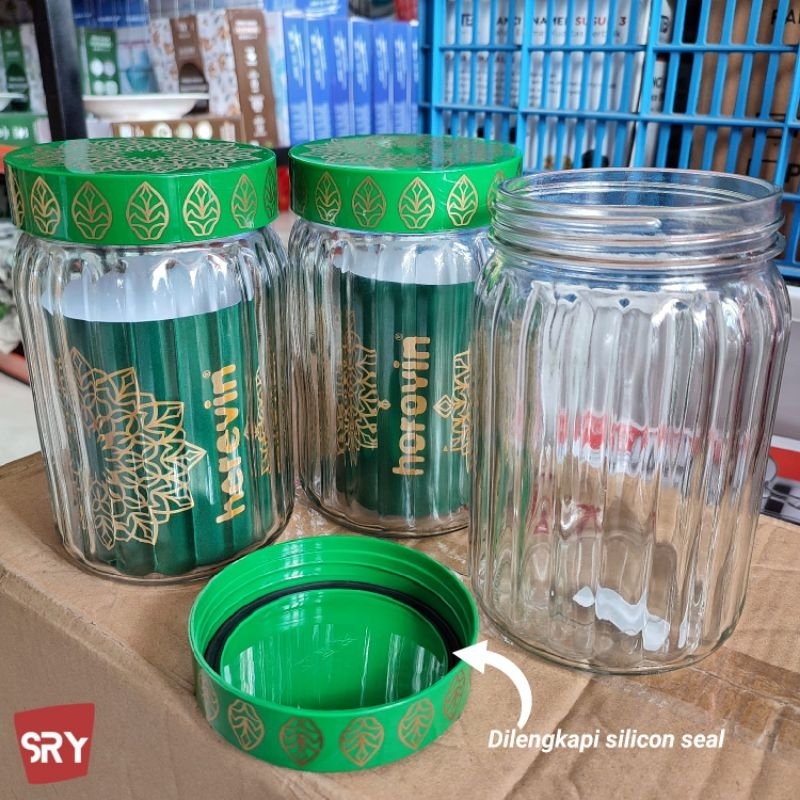 TOPLES CANISTER EMBOSS EMERALD HEREVIN 1400 ML