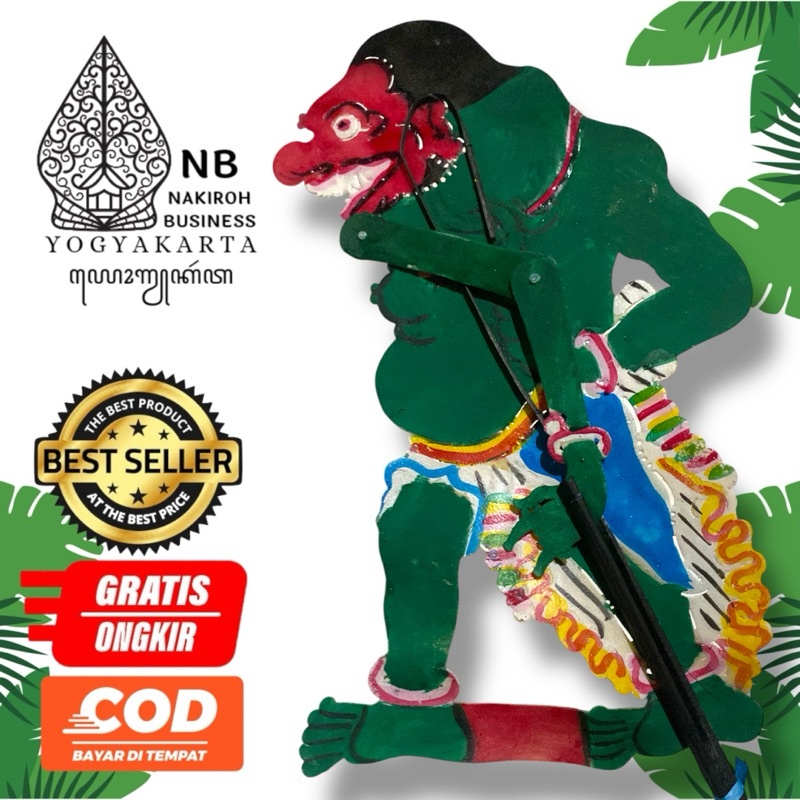 NAKIROHBUSINESS WAYANG kulit BUTO IJO -+ 45 CM BAHAN KULIT SAPI ASLI