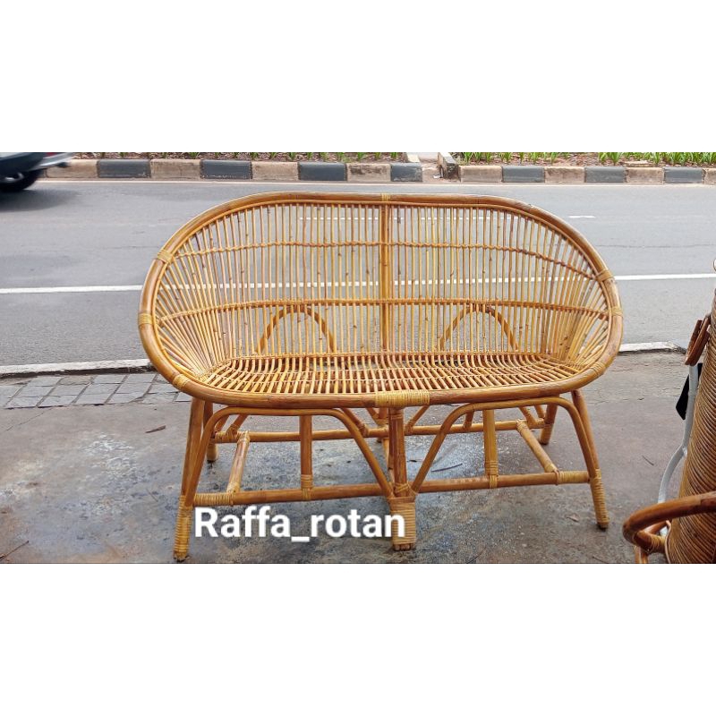 Kursi Sofa Rotan Teras 2seat Tanggok Rotan