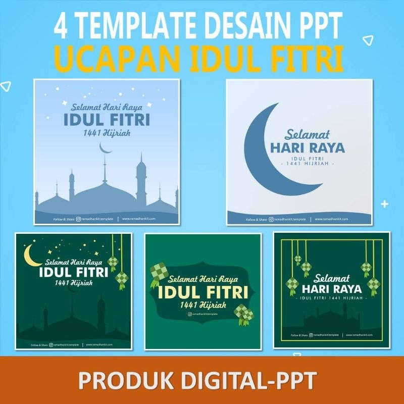 4 Template Desain PPT Ucapan Idul Fitri