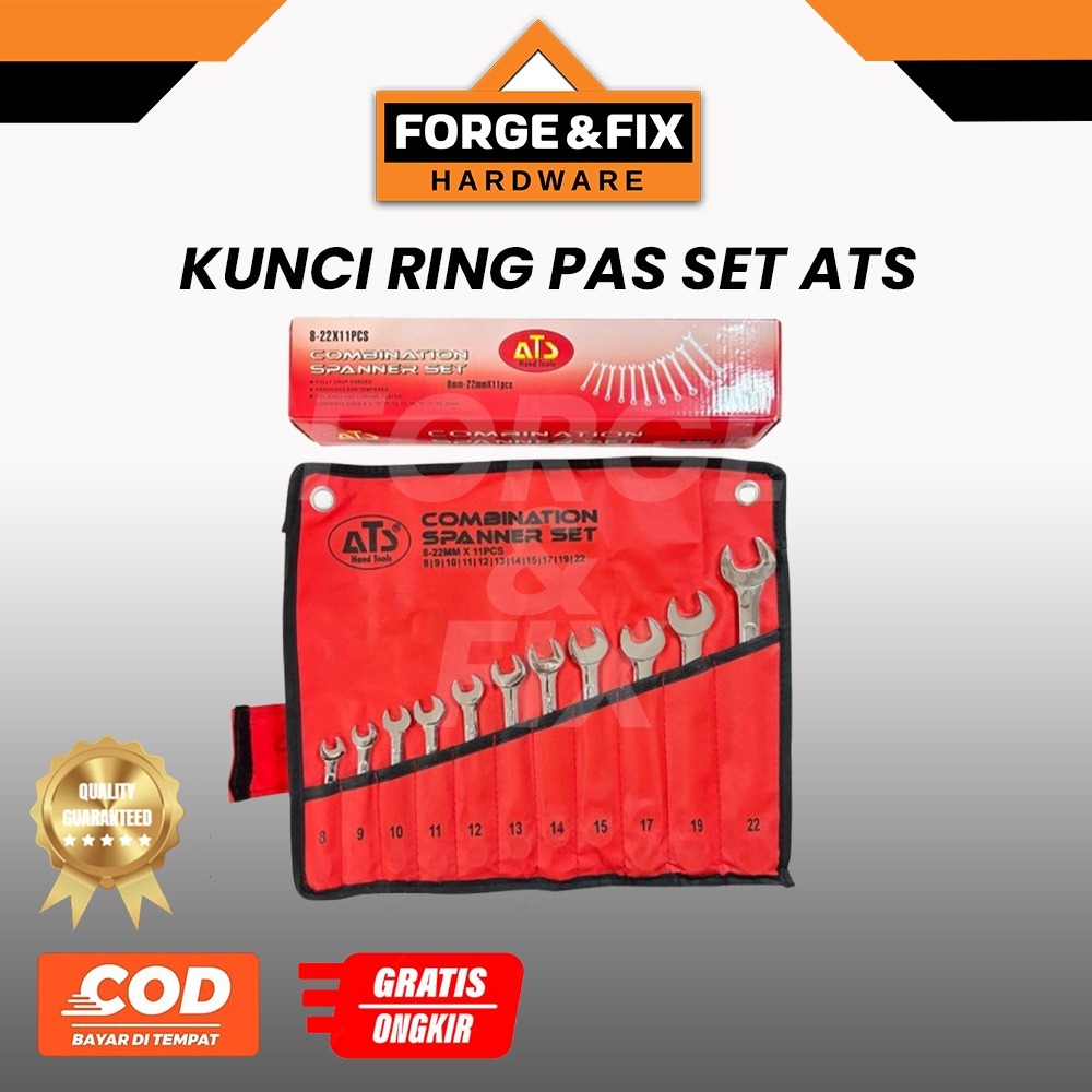 [1SET] ATS Kunci Ring Pas Combination Spanner SET 11 PCS 8-22MM, 8-24 MM / 14 PCS 8-24MM, 8-32 MM
