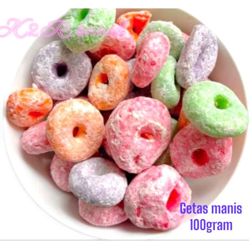 

Camilan getas kering getas manis getas pelangi donat lonjong 100gram