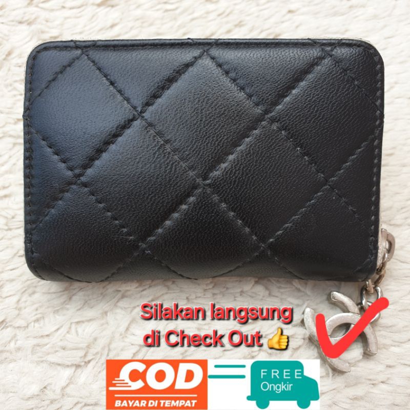Dompet Kartu Wanita Mini Kulit Asli Hitam