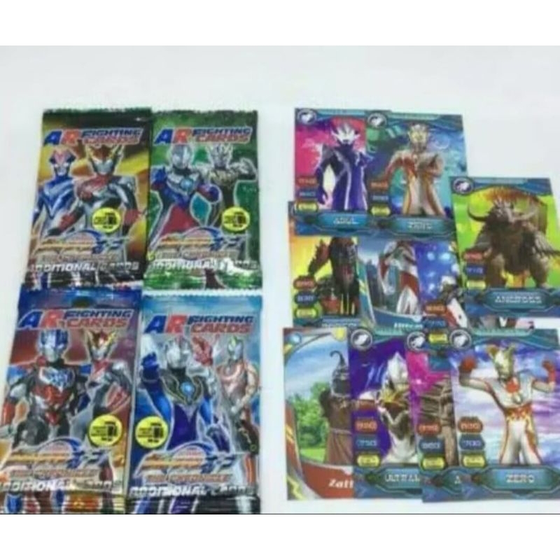Mainan anak trading card game Ultraman kemasan sachet isi 10 kartu Ultraman murah harga per sachet