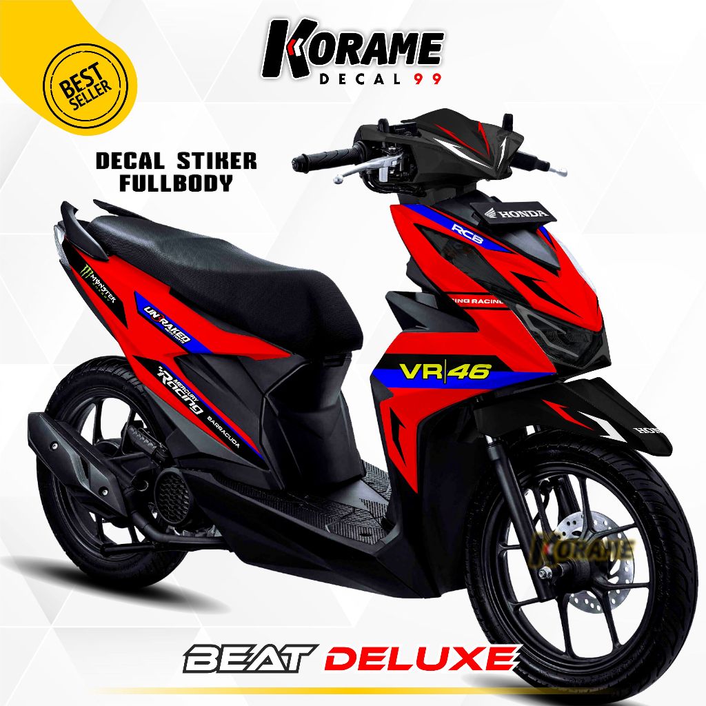 Decal Stiker Fullbody BEAT DELUXE Motif Racing VR46 GO Merah Series