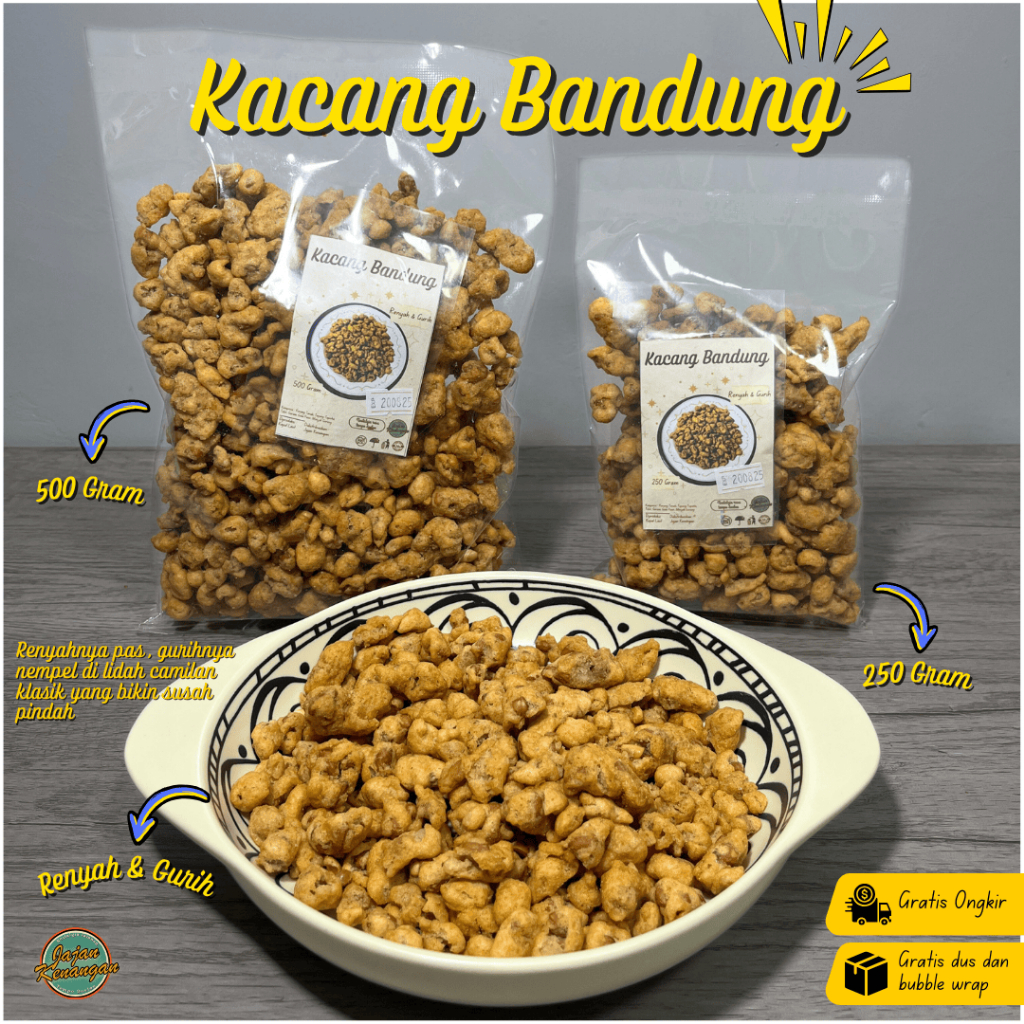 

Kacang Bandung Original - Jajanan Renyah & Gurih Bikin Nagih - Kemasan 250 & 500 Gram