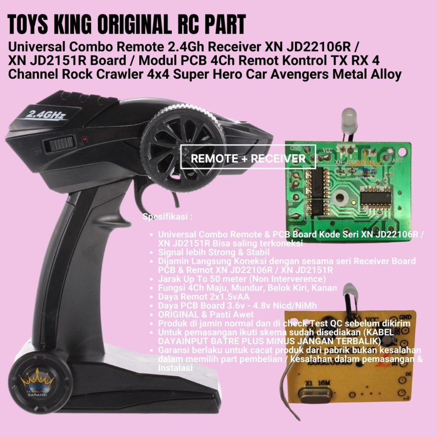 ARIVINDO Remote RC HERO 2.4Gh Receiver XN JD22106R & XN JD2245R PCB RC Car Board Modul Part