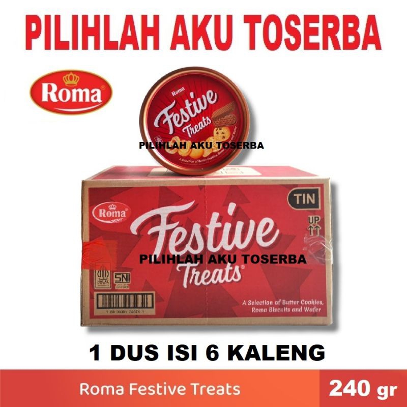 

1 Dus Roma Festive Treats 240gr isi 6 Kaleng - Biskuit Susu