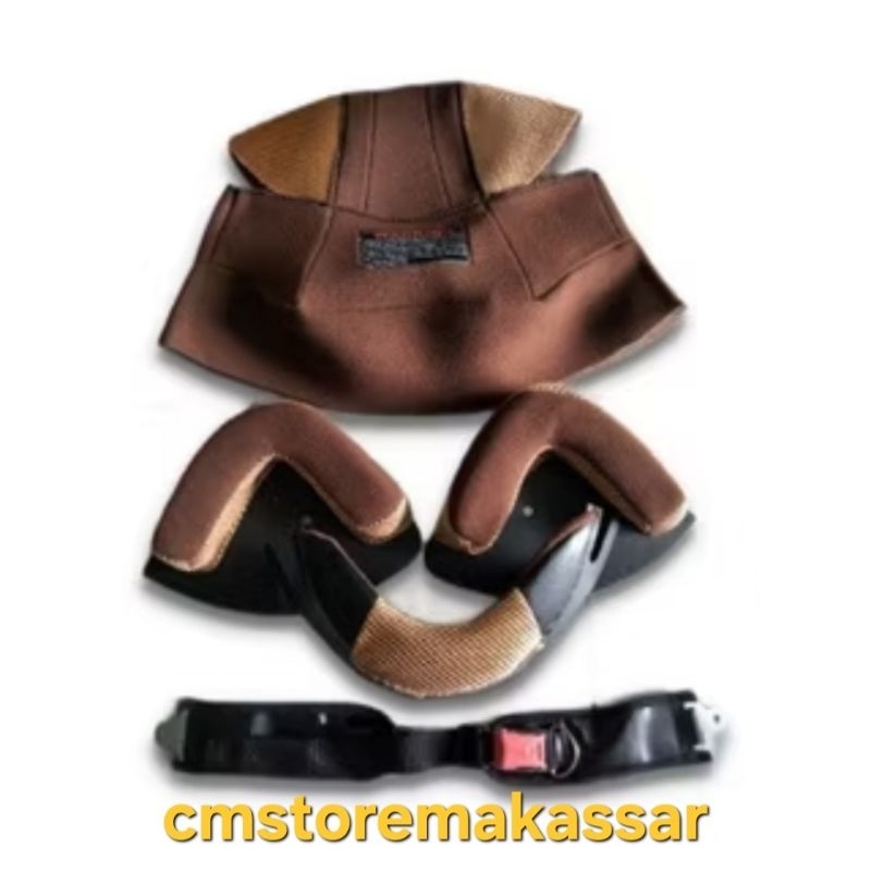 1 Set Busa Helm Bogo Retro Classic Bogo Universal Busa Dalaman Set + 1 Set Tali Gesper Helm
