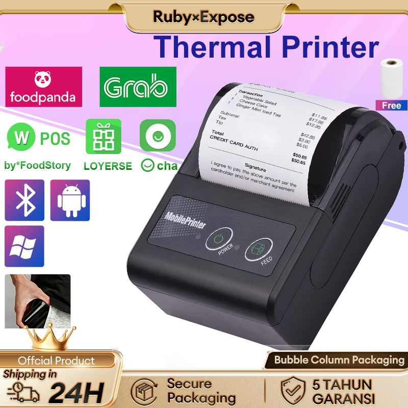 Printer Thermal Bluetooth Mini Portable Printer Kasir support Android/ios/Windows Bluetooth +USB