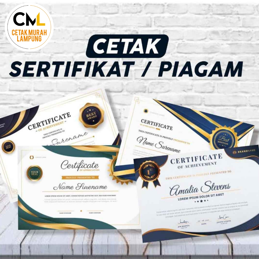 Piagam dan Sertifikat Custom Tebal / Piagam Penghargaan