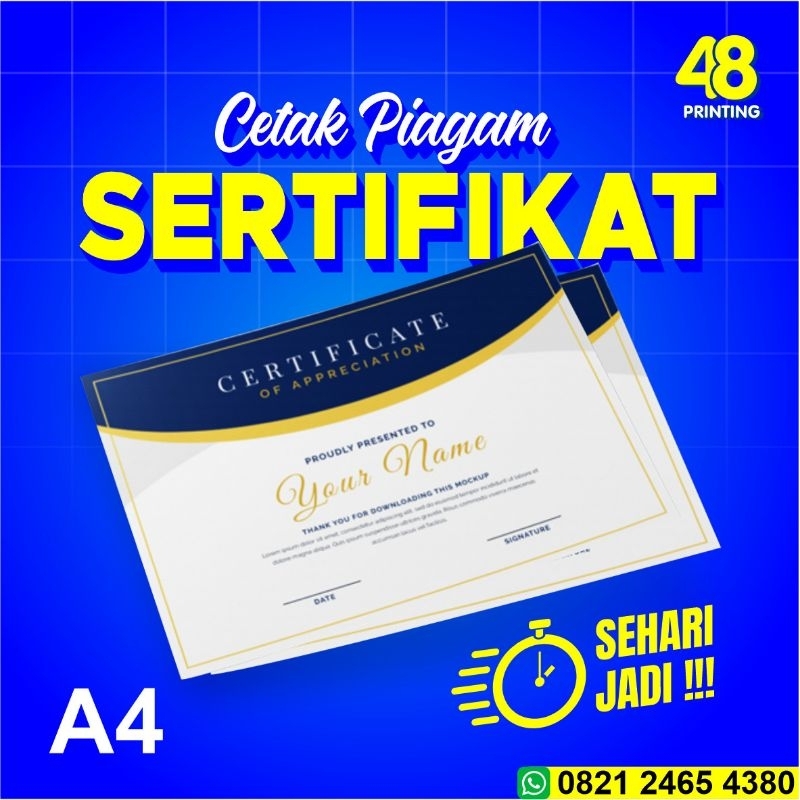 

Cetak Sertifikat / Piagam Bahan Linen dan Concord A4