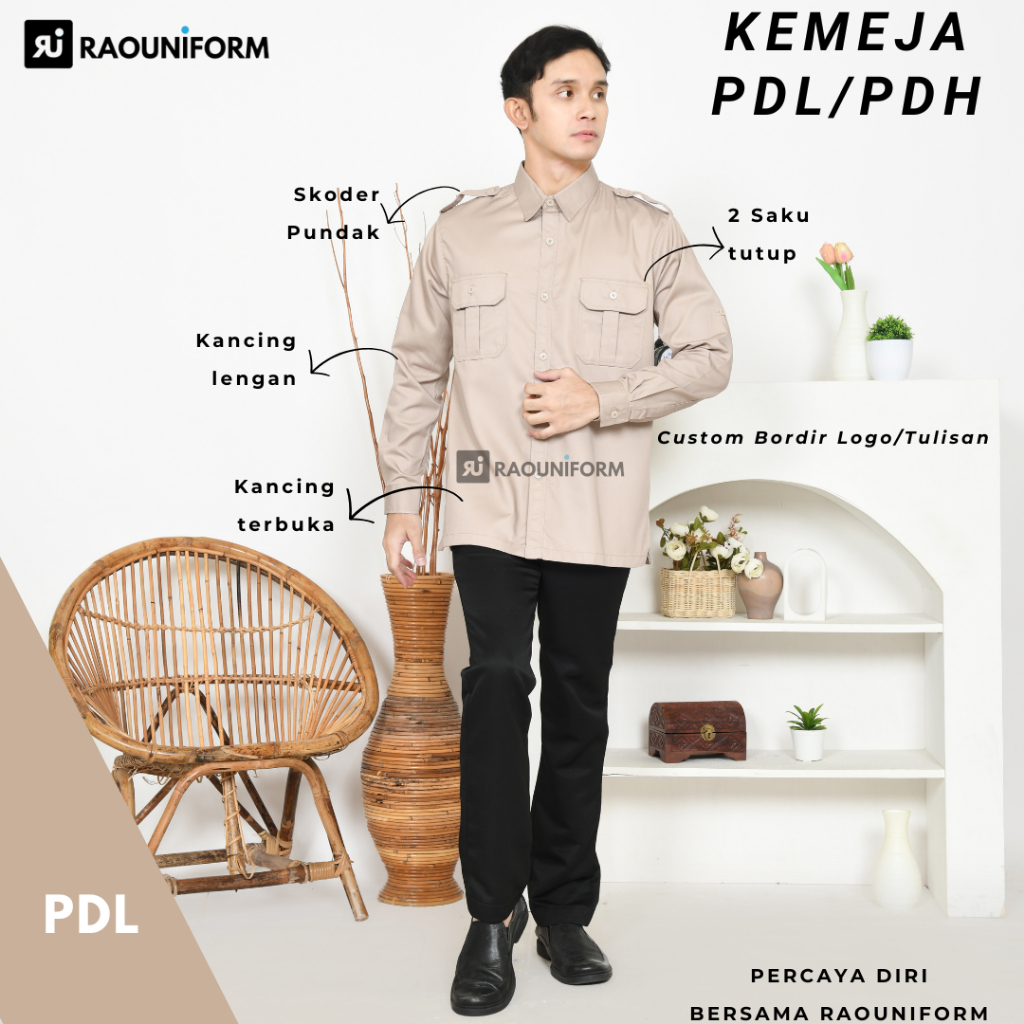 Baju Seragam PDL Pria dan Wanita/Seragam Kerja Kantoran/Baju PDL Custom Bordir/Baju Dinas PDL Putih