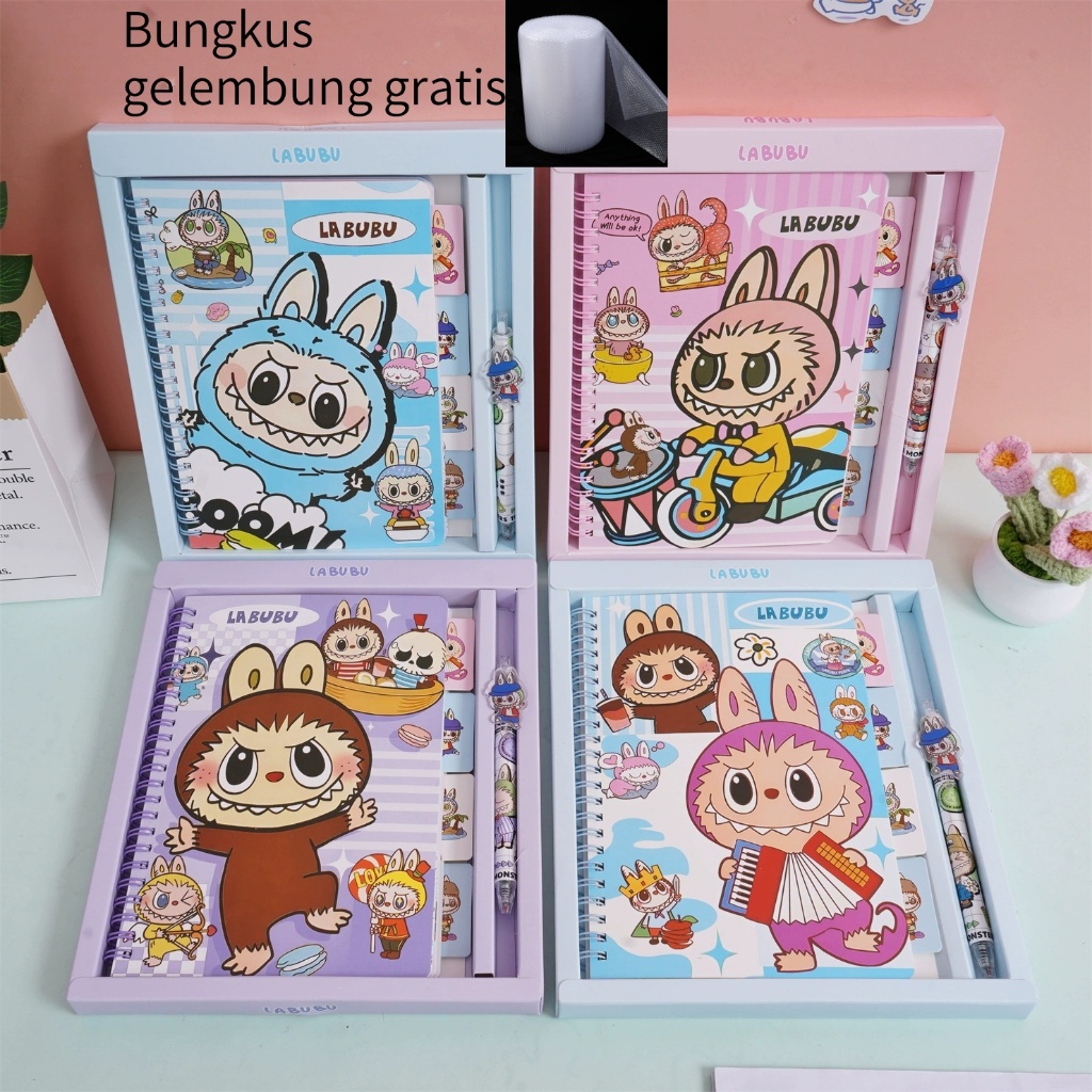 

Labub Kuromi B5 gel pen coil notebook pena gel animasi kreatif di notebook selebriti internet baru