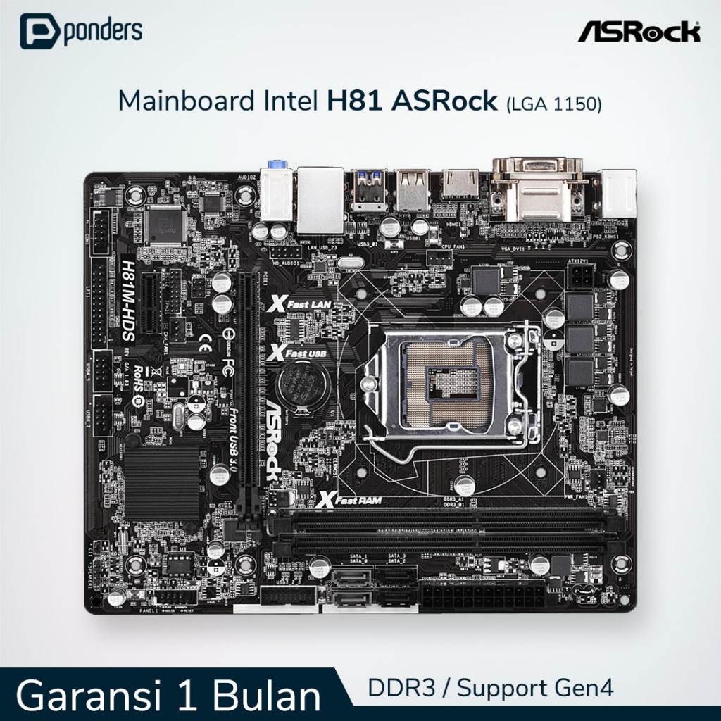 Mainboard Intel ASRock H81 LGA 1150 DDR3 Support Gen4