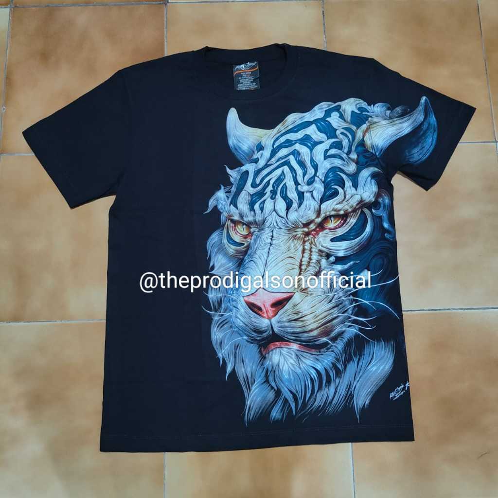 Kaos Rock Chang Import Size XXL Harimau Art 3D Glow in The Dark