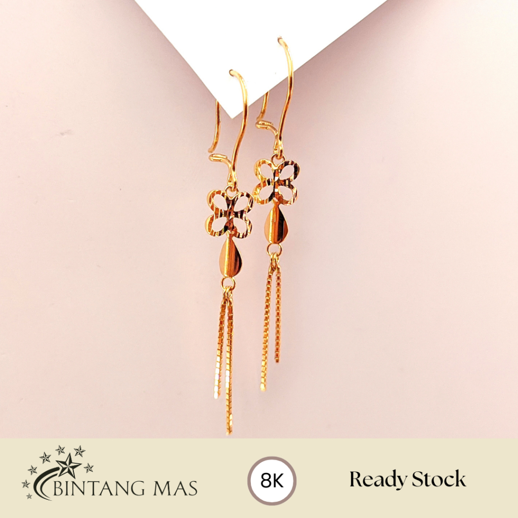 Anting Emas Model Panjang Variasi Polos Bintang Mas Ngawi