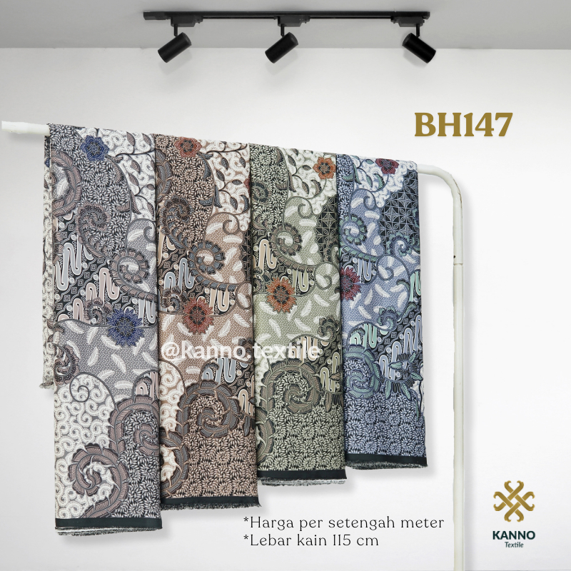 KAIN BATIK HALUS SEMI SUTRA BH147 MOTIF BUNGA LIRIS WARNA LILAC/SALEM/HIJAU SAGE/NAVY