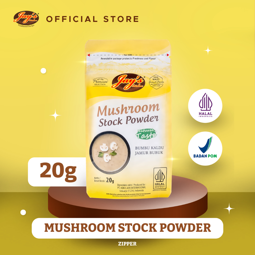 

Jay's Kitchen Mushroom Stock Powder Zipper 20 GR