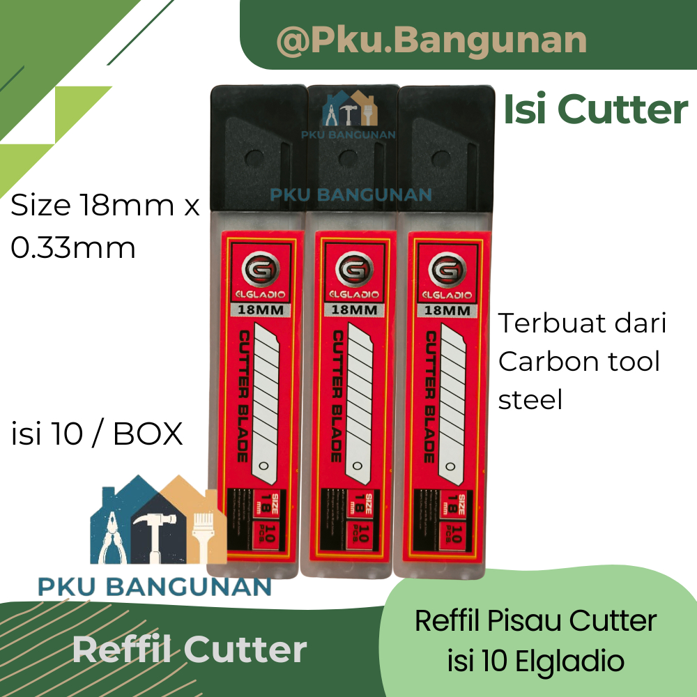 

Reffil Isi Mata Pisau Cutter / Cutter Blade/ Refill Cutter Besar Elgladio ISI 10 18mm