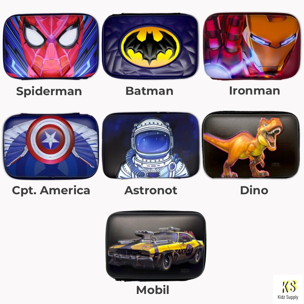 

ATH Tempat Pensil Spiderman Kotak Pensil Dinosaurus Anak Laki Laki Hardcase 3D Marvel Ironman