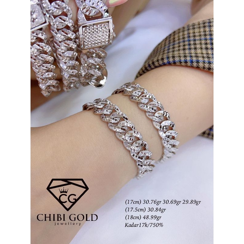 CHIBI LOKASARI - Gelang tangan sisik naga putih pria dan Wanita emas 750 kadar 17k