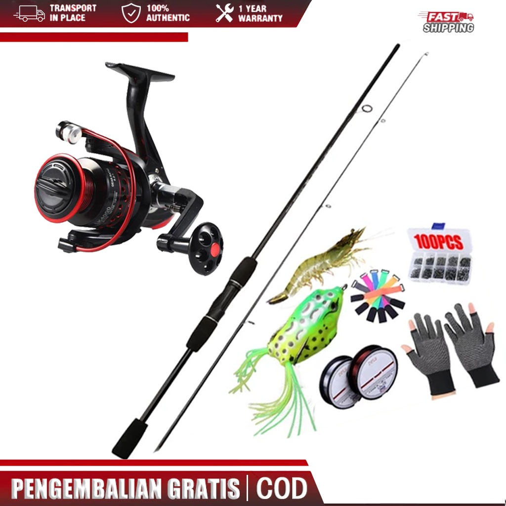 [Rintisanlaut] Joran Pancing Set Dengan Bahan Serat Karbon1.65M/1.8M/2.1M/2.4M Reel Pancing Putar Re