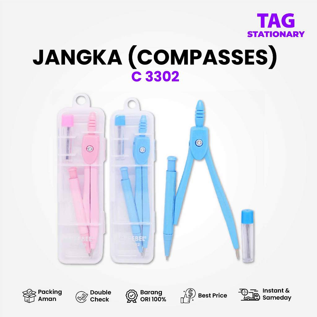 

GREEBEL Jangka Set / Jangka Besi Warna Plus isi Pensil C 3302 / Math Set / Timur Agung Grosir