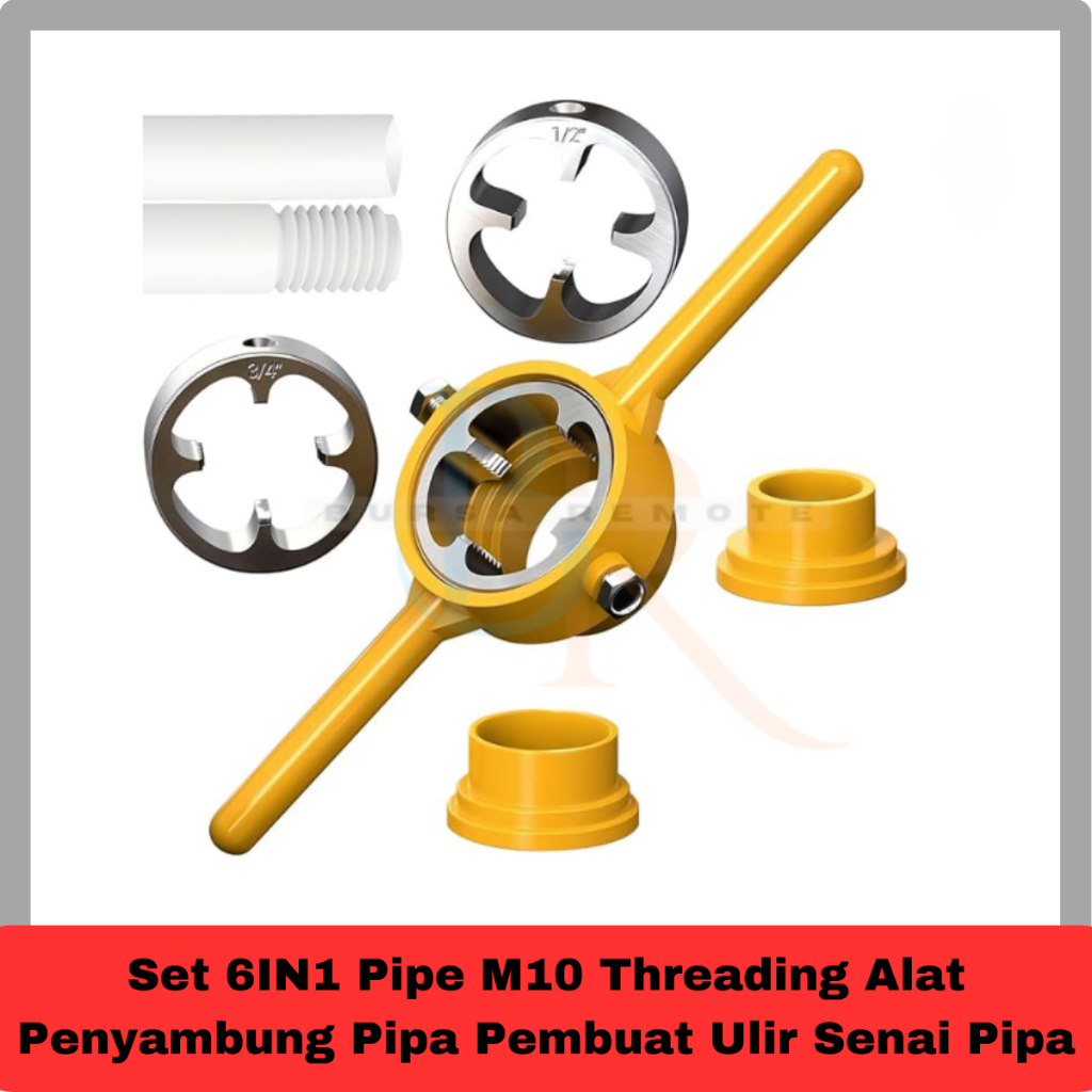 Set 6IN1 Pipe M10 Threading Alat Penyambung Pipa Pembuat Ulir Mata Senai Pipa Kuning