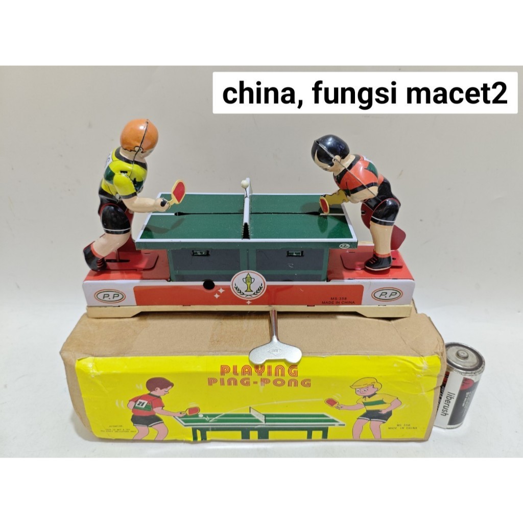 vintage china tin toy playing ping pong tintoy tin toys wind up