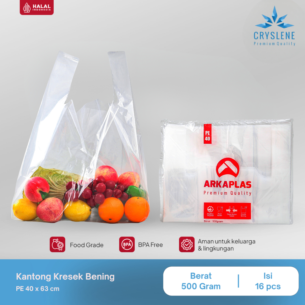 CRYSLENE Plastik Kantong kresek PE bening 40x63 500gr