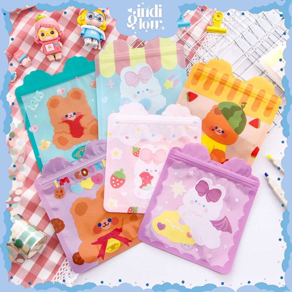 

IG Plastik Ziplock Mini Travel Penyimpanan Snack Aksesoris Motif Lucu Bear Aesthetic Murah Anti Air