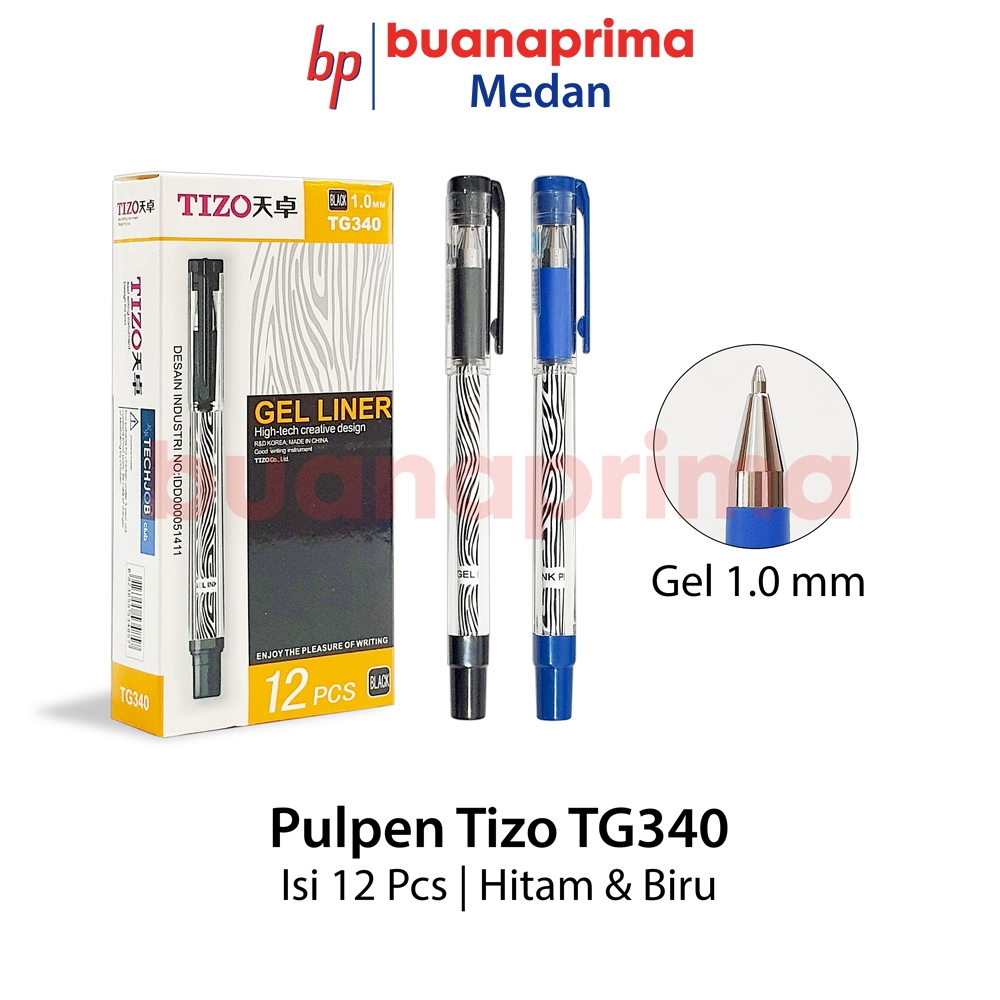 

Pulpen GEL TIZO TG 340 Tip 1.0 mm isi 12 Tanda Tangan Hitam Pen Ball Poin Bolpen