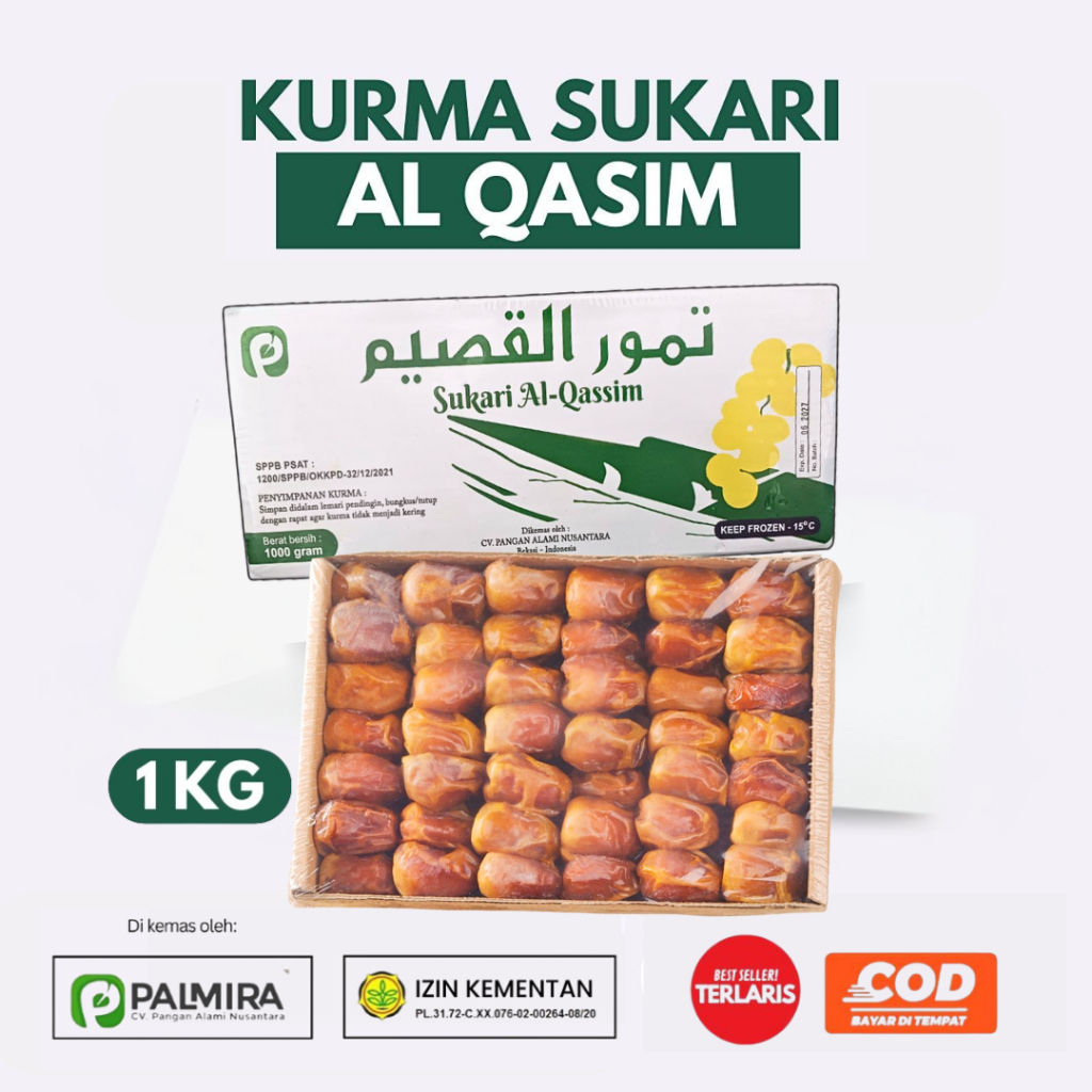 

KEMASAN BARU Box Premium Kurma Sukari Grosir Murah Sukkari Al Qasim 1 KG Ruthab Ruthob