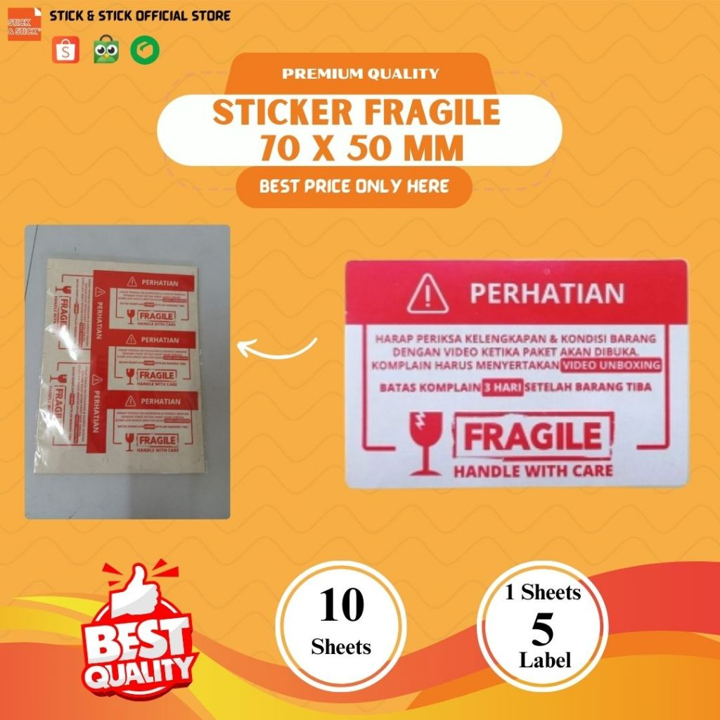 

Sticker Fragile 6 x 9 cm Kertas Sticker Fragile Stiker Pecah Belah Stiker Jangan Dibanting