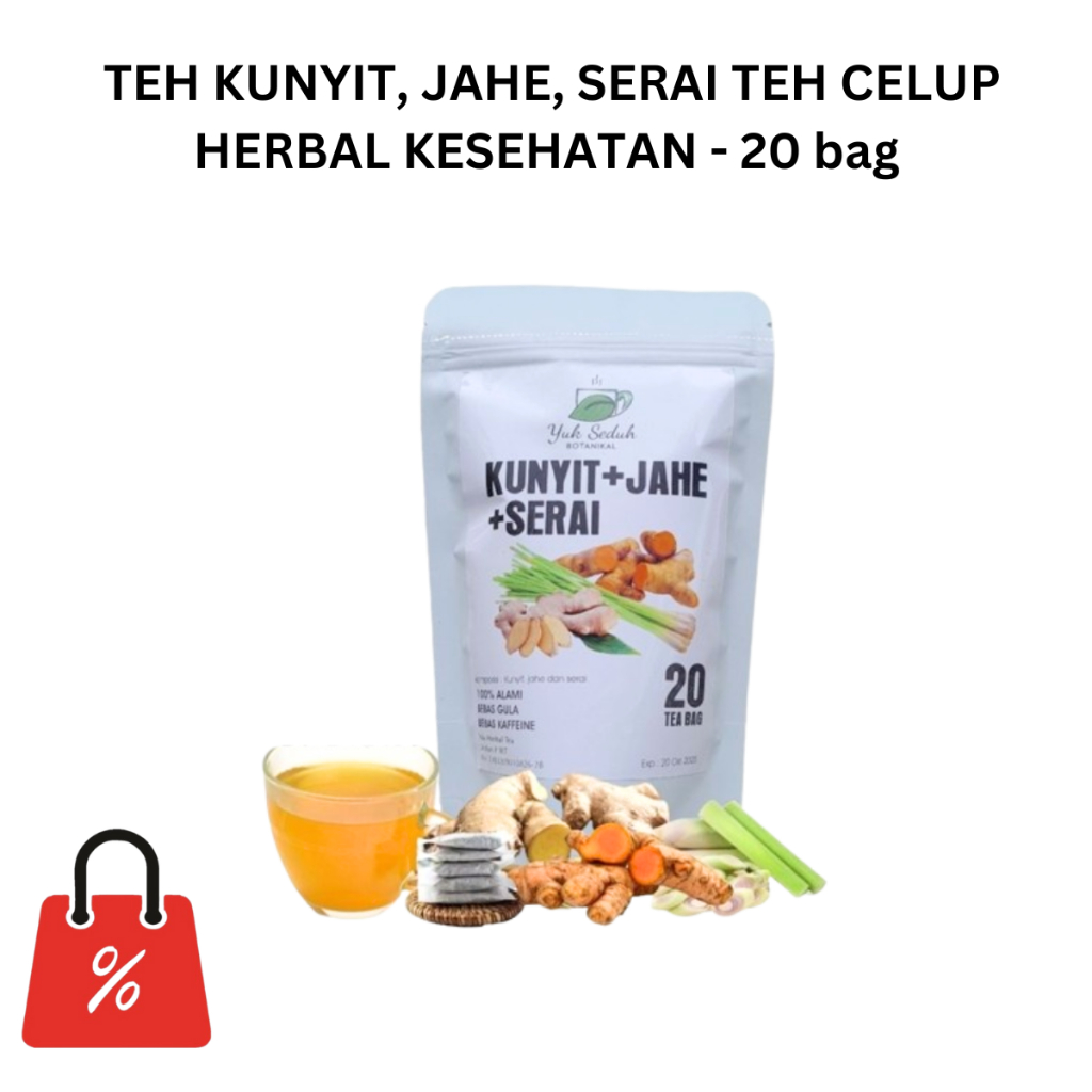 

TEH KUNYIT, JAHE, SERAI TEH CELUP HERBAL KESEHATAN - 20 bag