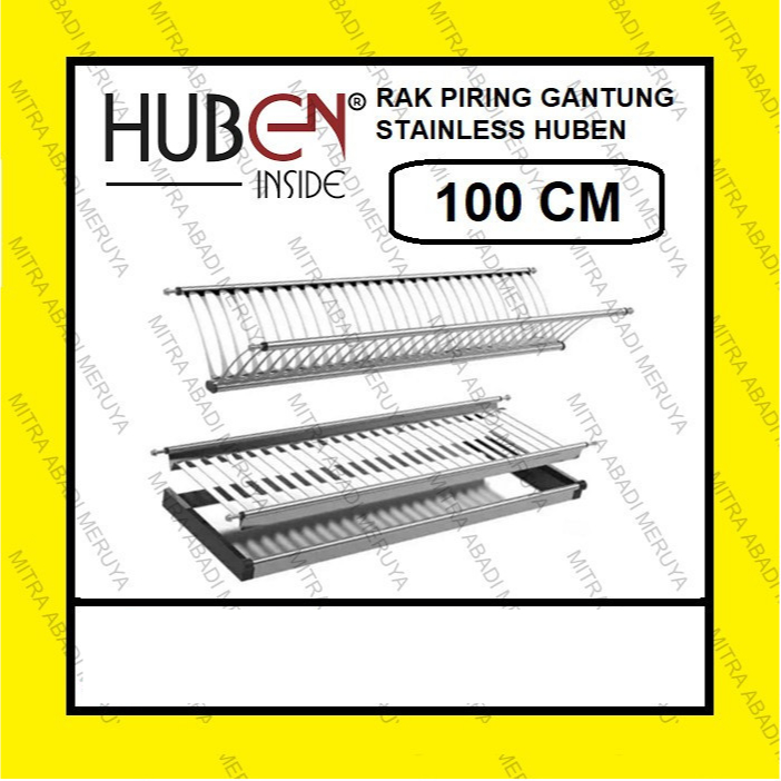Rak Piring Gantung HUBEN 100cm 100 cm Stainless Steel Dish Rack Gelas