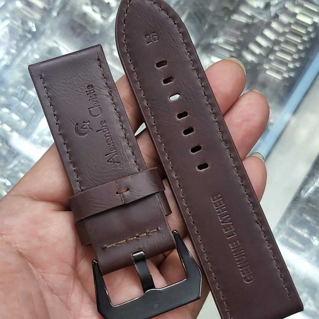 TALI STRAP 26 MM JAM TANGAN PRIA ALEXANDRE CHRISTIE 6141 LEATHER ORIGINAL