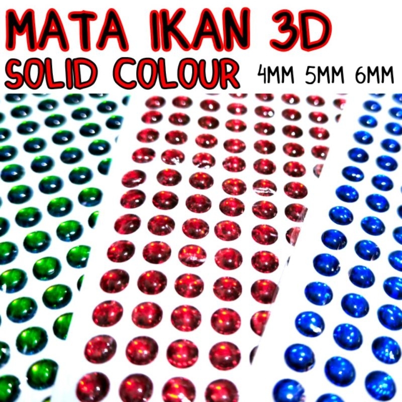 100buah Mata Ikan 3D Solid Colour Stiker Stiker Mata Ikan Metal Jig Assisthook