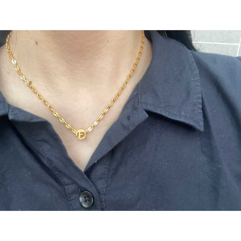 liontin emas asli kadar 875 huruf f square