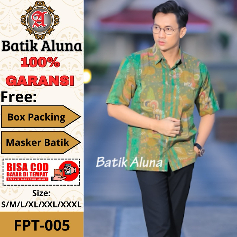 Batik Pria Tenun Lengan Pendek Super Premium Batik Aluna