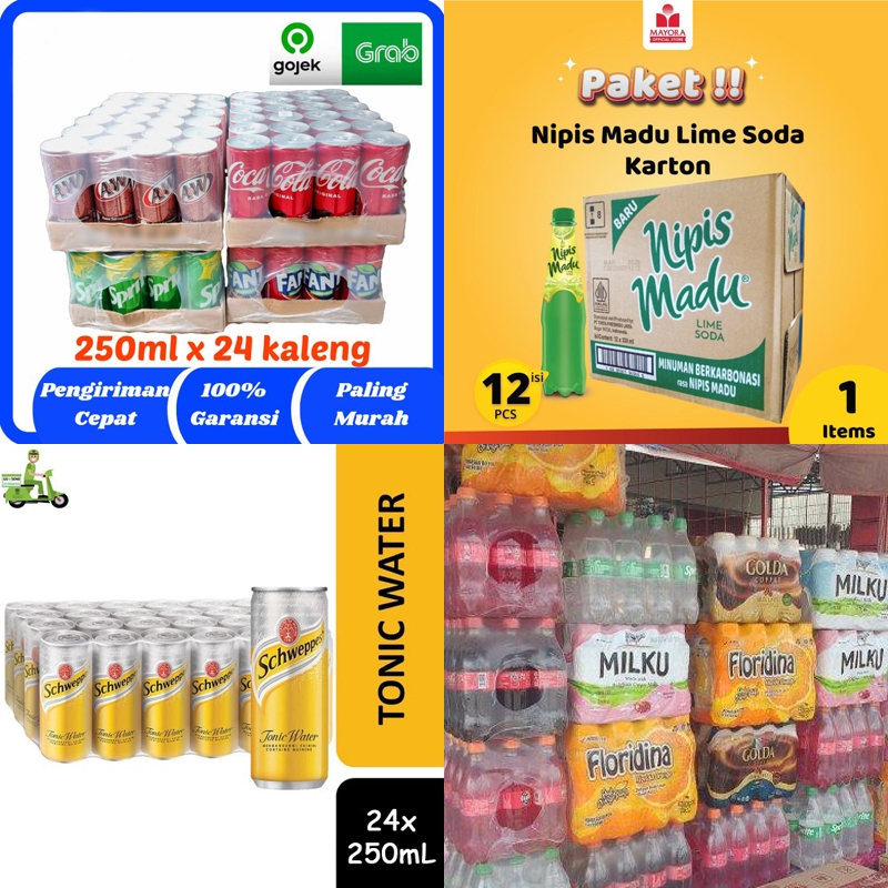 

x1 Karton Minuman Hari Raya Lebaran Imlek Hampers Coca Cola Sprite Fanta AW Sarsaparila Slim can kaleng 250mL | FLORIDINA Orange Coco 350mL | MILKU Chocolate Strawbery Vanilla 200mL | GOLDA Dolce Latte Cappuccino 200mL [GOJEK GRAB SPX]