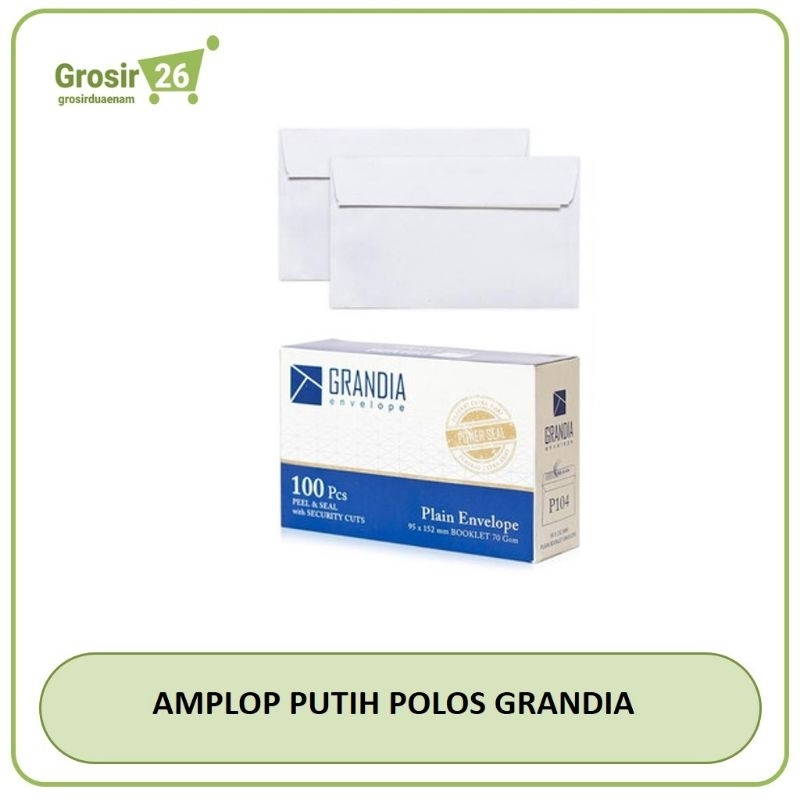 

(1 BOX) AMPLOP PUTIH POLOS PAKAI LEM PEREKAT GRANDIA UKURAN MINI (No. 104) 152 x 90 MM