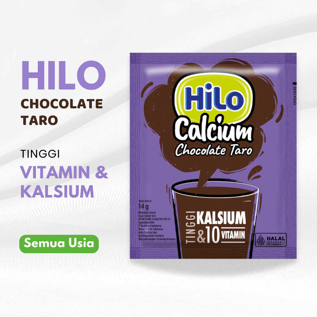 

HiLo Chocolate Taro 1 Sachet/Saset/Pcs - Minuman Serbuk Tinggi Vitamin & Kalsium