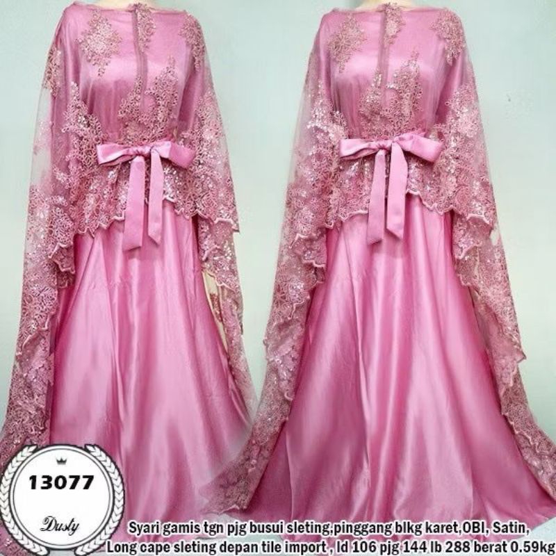Gaun Kondangan/ Wisuda Full Brokat Mutiara Cape Mewah Maria Dress