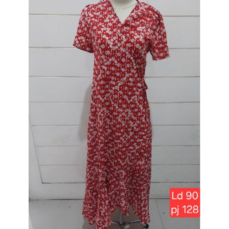 Dress code long dress kimono maxi dress floral dress motif bunga