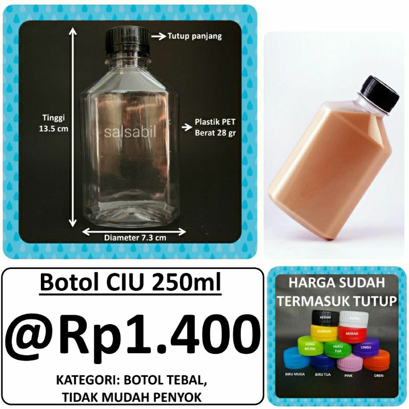 Gengsilegi89 - Botol Plastik 250Ml Isi 100 Pcs Botol Ciu Kemasan Minuman