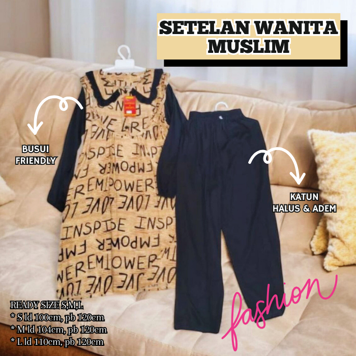 TERLARIS  SETELAN MUSLIM WANITA ONE SET BAHAN KATUN ADEM