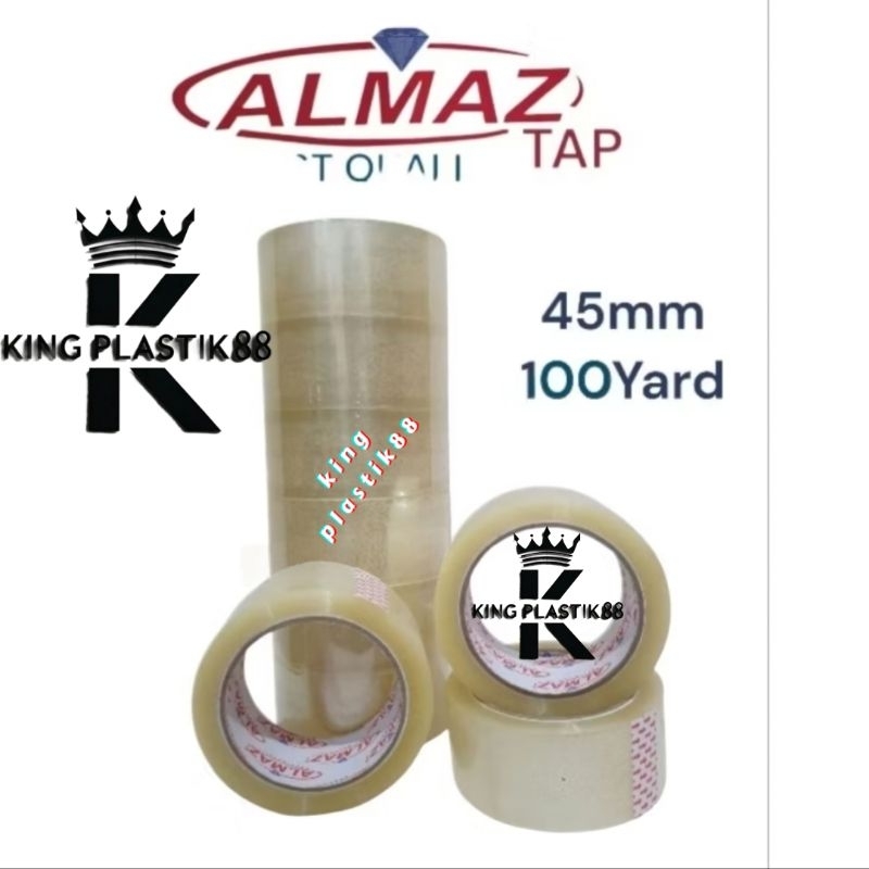 

Lakban Bening ALMAZ 100yard×45mm Isolasi Solatip / harga satuan / 1pcs