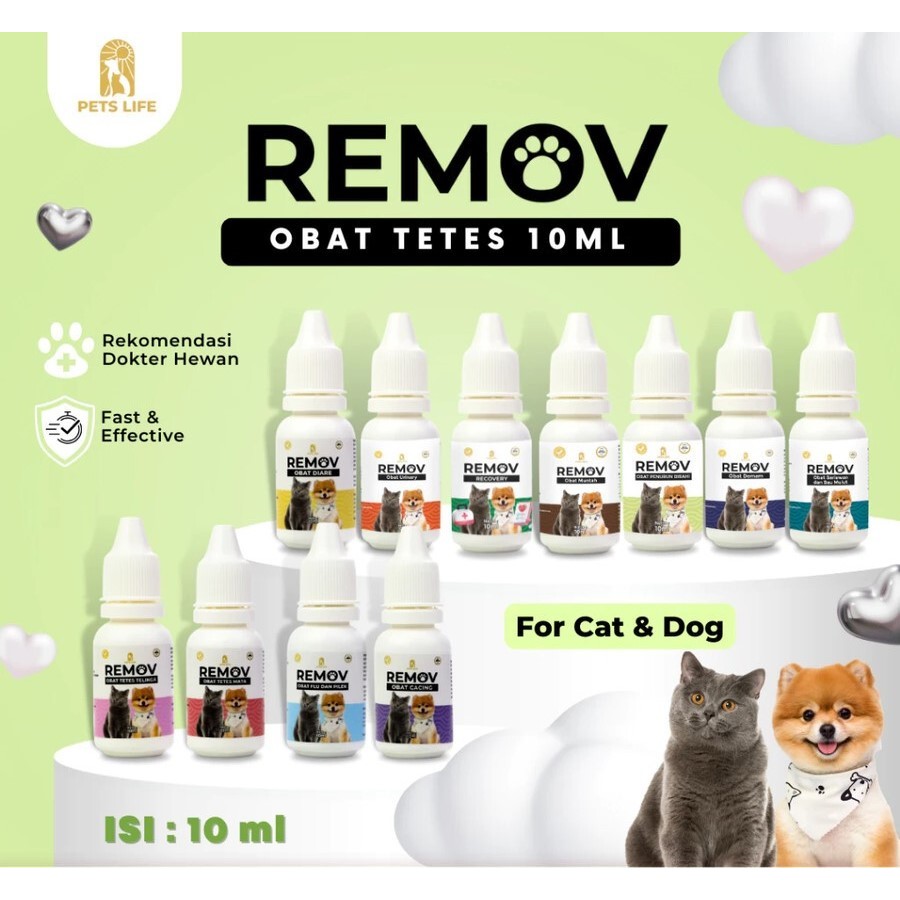 Obat Kucing Dan Anjing Mengobati Cacing Diare Telinga Muntah Mata Sariawan Demam Flu Pilek REMOV
